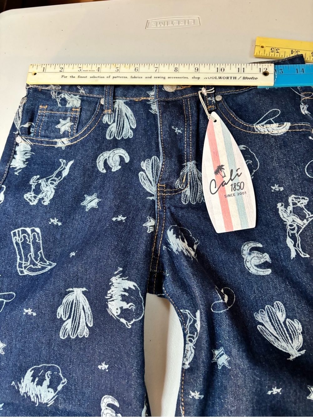 Cali 1850 Western Print Wide Leg Women's Jeans Sizze 5/27 - Picture 14 of 16